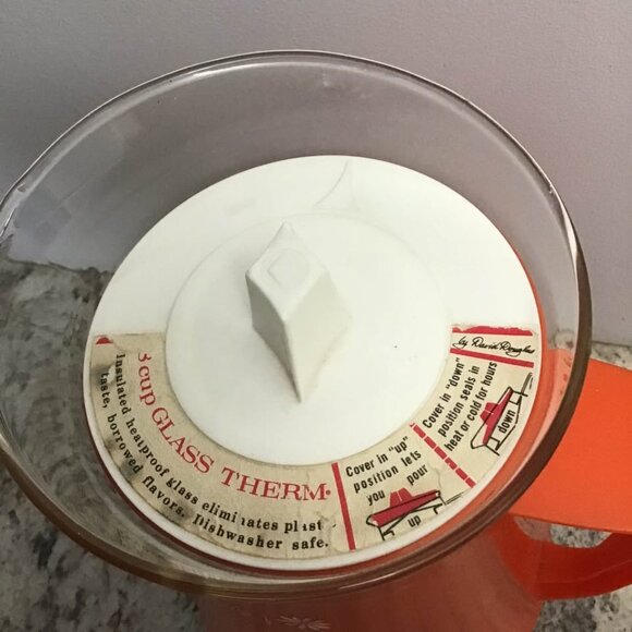 Vintage David Douglas Glass Therm Insulated Jug Orange and White - Picture 2 of 6